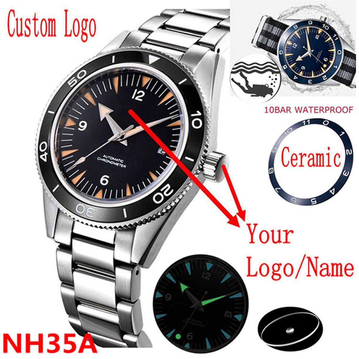 Seiko Watch Prospex - Reloj con movimiento NH35 con logotipo