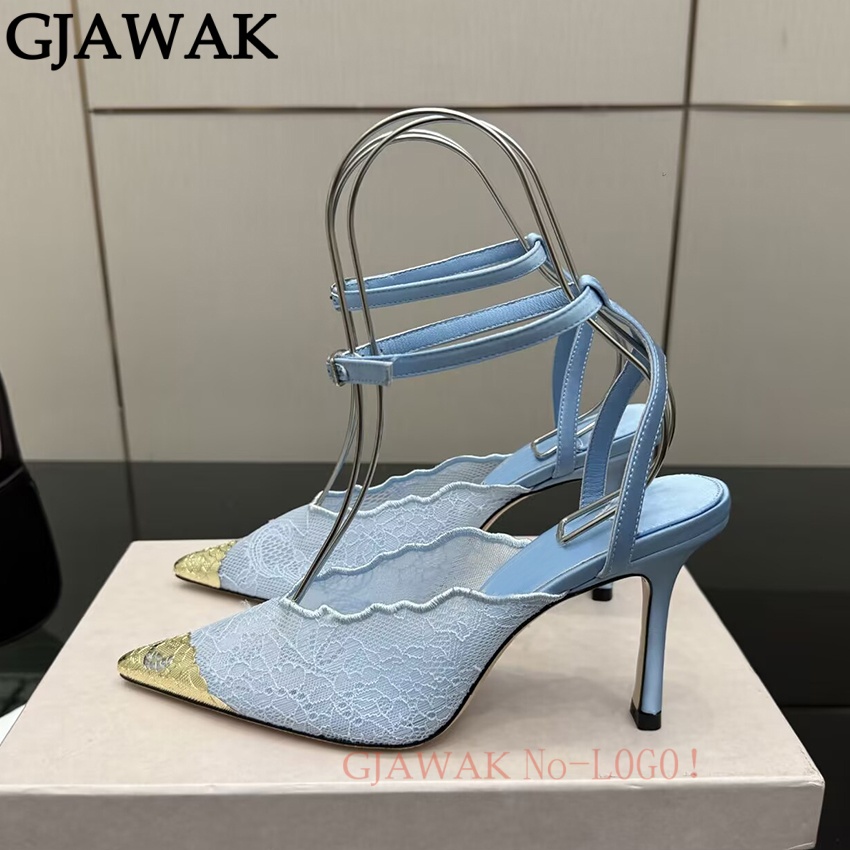 Mesh Strap Metal - Zapatos de tacón alto fino para