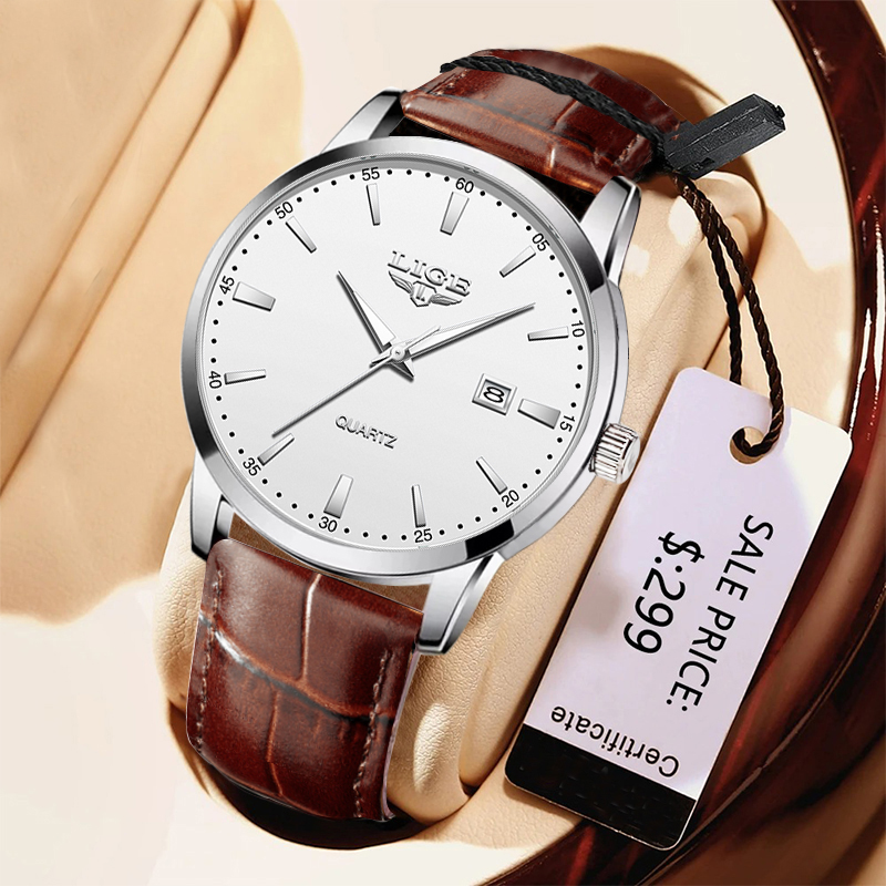 Reloj LIGE para Hombre, correa - Leather Watch Band Men reseña y precio