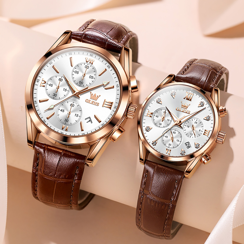 OLEVS-Reloj de pulsera de cuar - Leather Watch Band Men reseña y precio