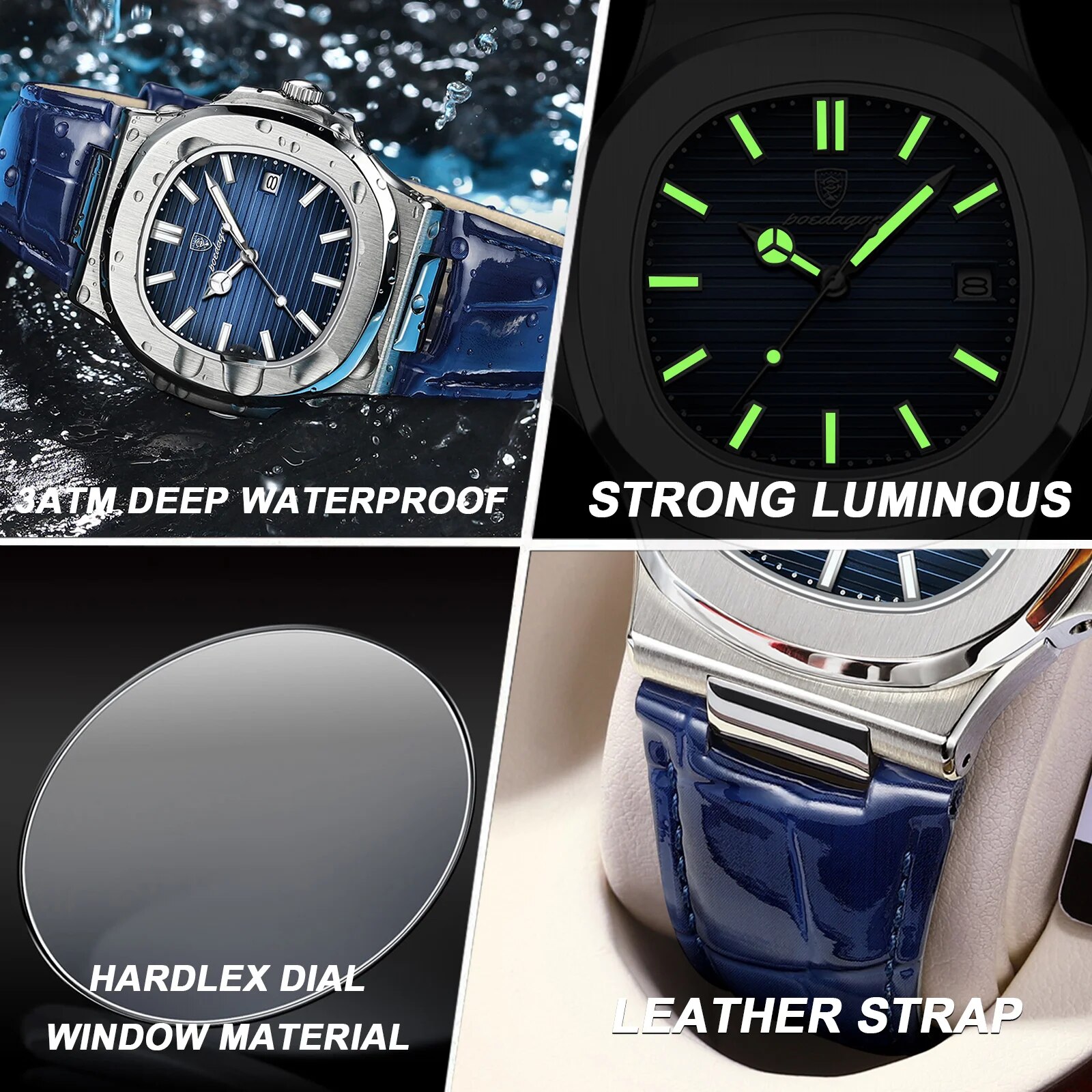 POEDAGAR, Reloj cuadrado de lu - Patek Philippe Watch Nautilus reseña y precio