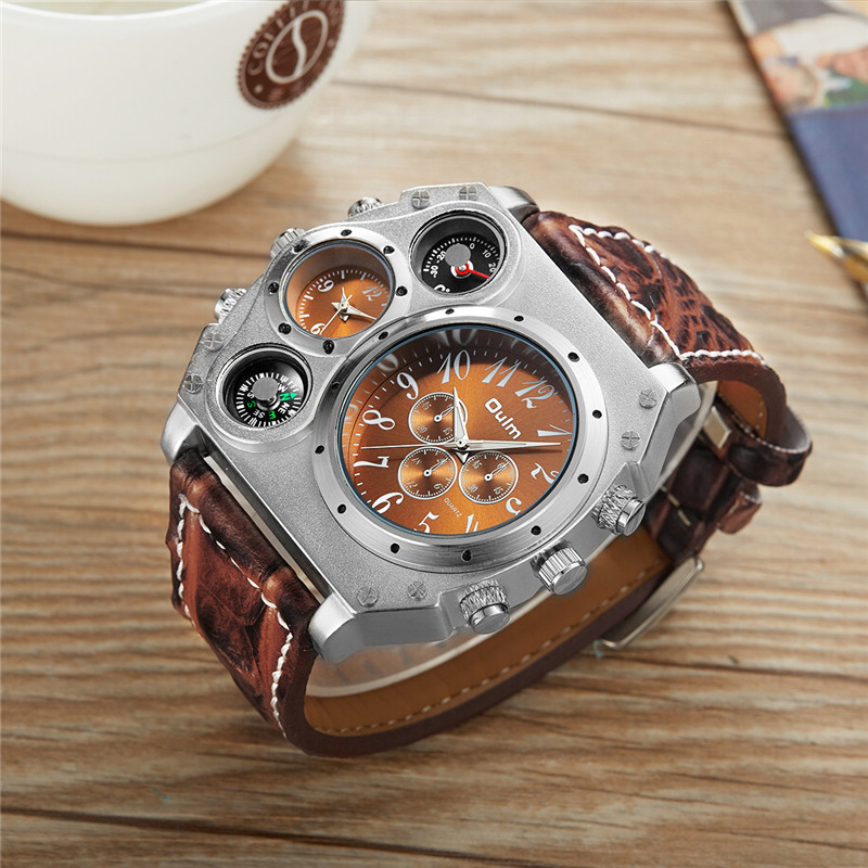 Nuevo modelo OULM, reloj de cu - Leather Watch Band Men reseña y precio